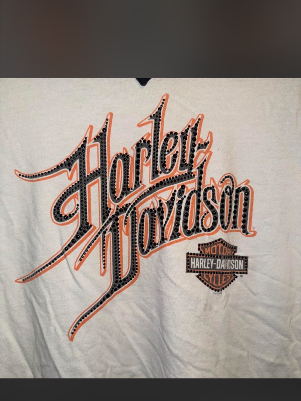 Harley-Davidson Rhinestone Graphic Colorblock Tee Fits Medium/Large
